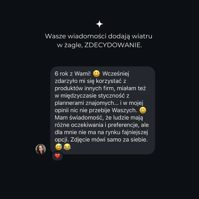 Jednym słowem - DZIĘKUJEMY🫶Prowadzenie firmy z plannerami nie zawsze jest proste, ale wszystko wynagradza wiadomość z taką treścią💛
Cieszę się, że od tylu lat wiernie zamawiacie plannery i albumy Make It Easy✨ my słuchamy Waszych uwag i skrupulatnie staramy się je wprowadzać w życie✨Gdyby nie Wy, nie mielibyście dla kogo tak szybko rozszerzać oferty♥️#makeiteasypl #plannery #planery #opinie #wdzięczność